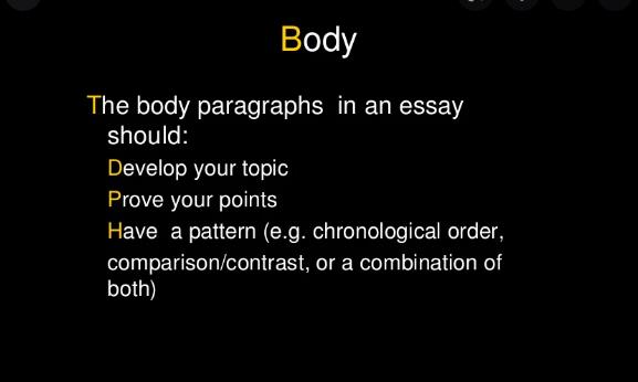 Essay body