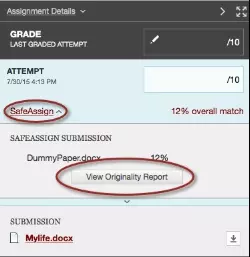 reading safeAssign score