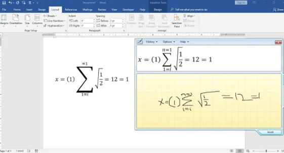 math equation in word